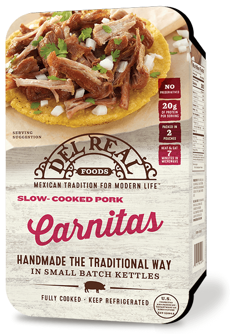 DEL REAL FOODS: Carnitas Slow-Cooked Pork, 15 oz - Vending Business Solutions