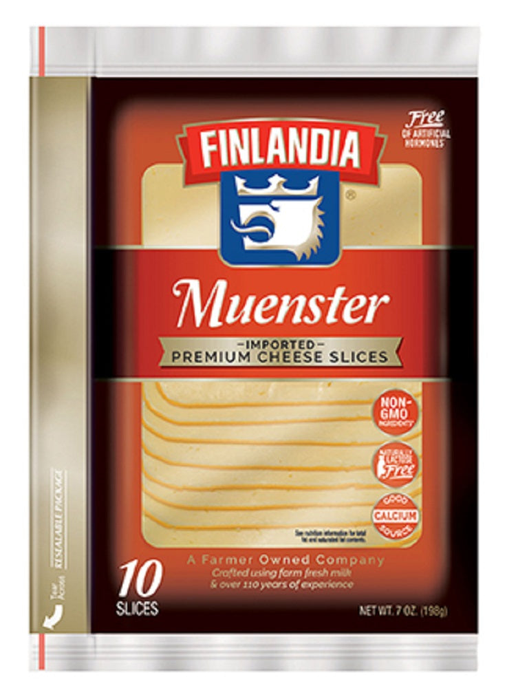 FINLANDIA: Muenster Imported Premium Cheese Slices, 7 oz - Vending Business Solutions