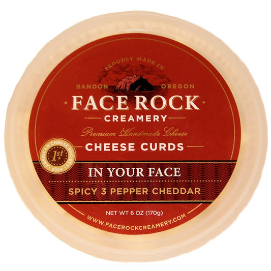 FACE ROCK: Cheese Curds "In Your Face" Spicy 3-Pepper Cheddar, 6 oz - Vending Business Solutions