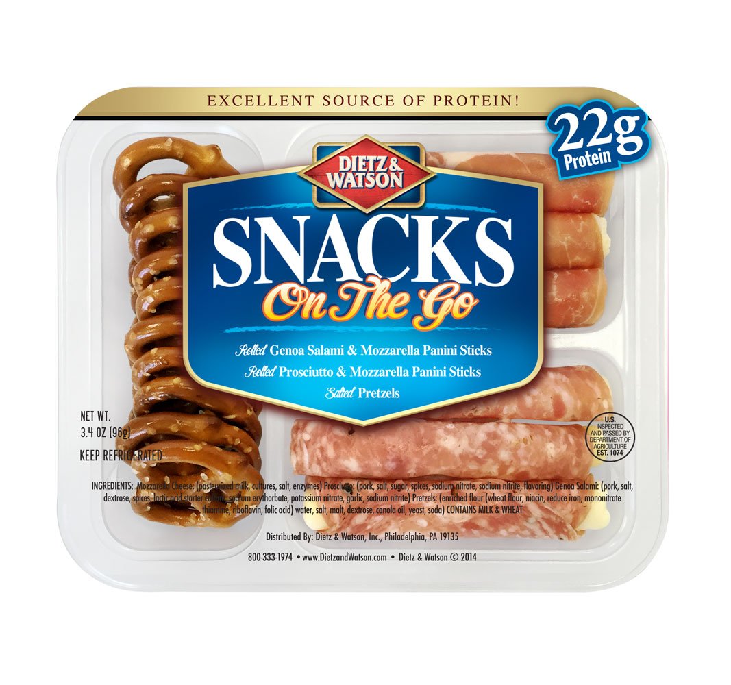 DIETZ AND WATSON: Snacks On the Go Genoa and Prosciutto Panini with Pretzels, 3.40 oz - Vending Business Solutions