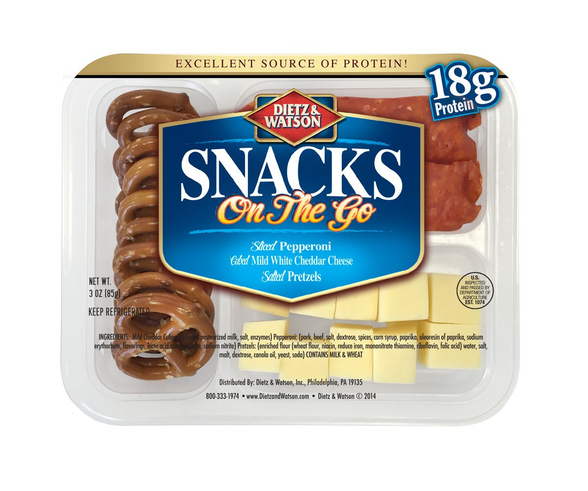 DIETZ AND WATSON: Snacks on the Go Pepperoni and Cheddar Cheese with Pretzels, 3 oz - Vending Business Solutions