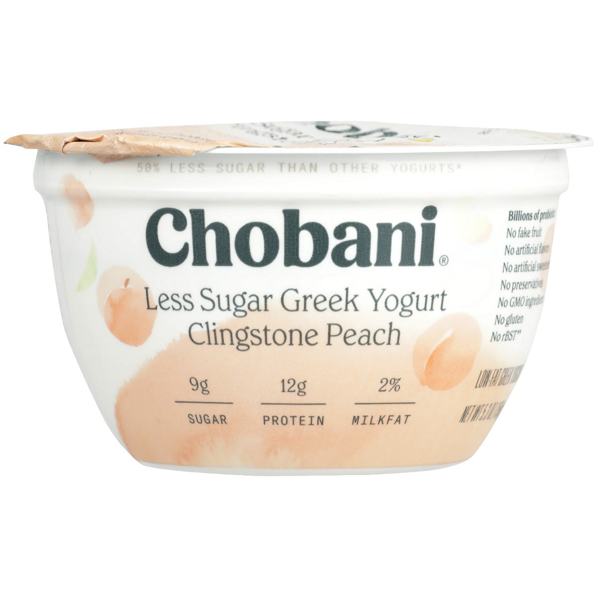 CHOBANI: Less Sugar Greek Yogurt Clingstone Peach, 5.30 oz - Vending Business Solutions