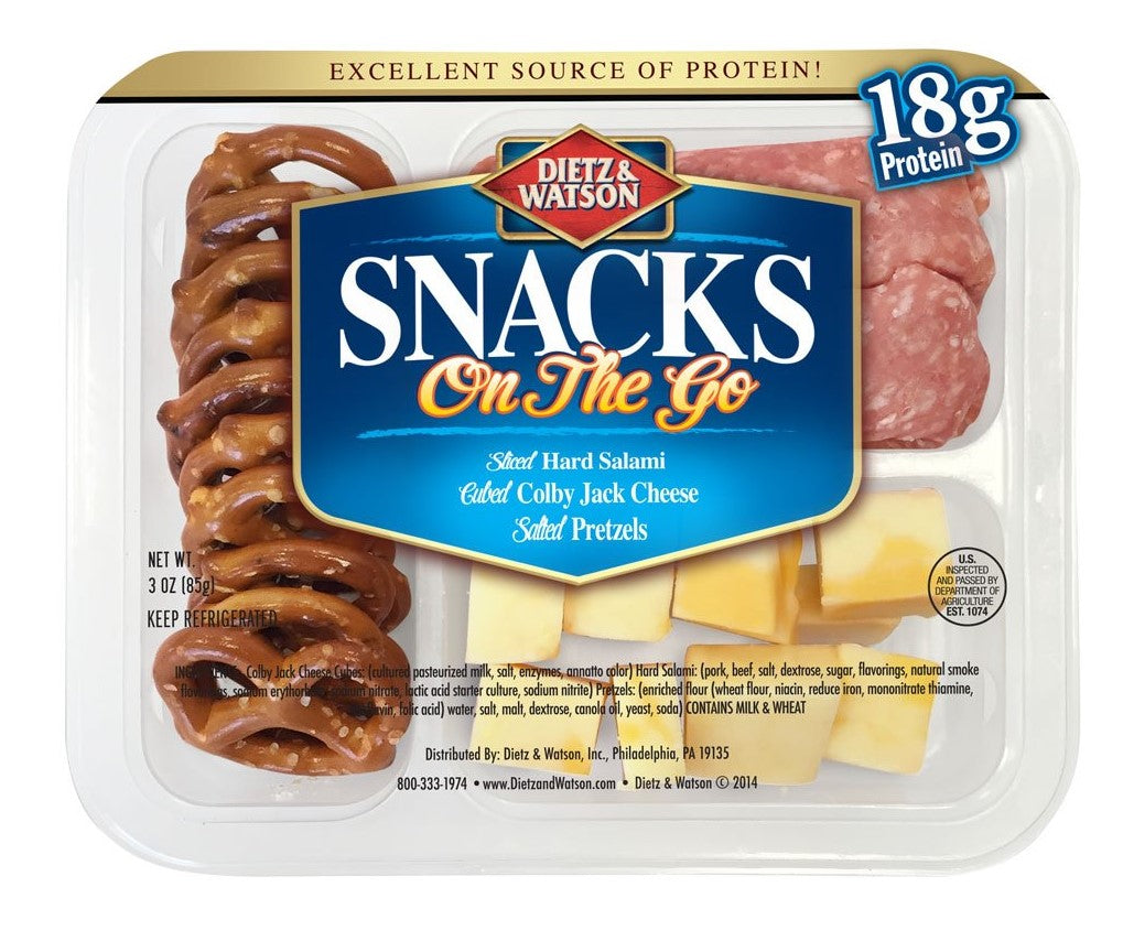 DIETZ AND WATSON: Snacks on the Go Hard Salami and Colby Jack Cheese with Pretzels, 3 oz - Vending Business Solutions