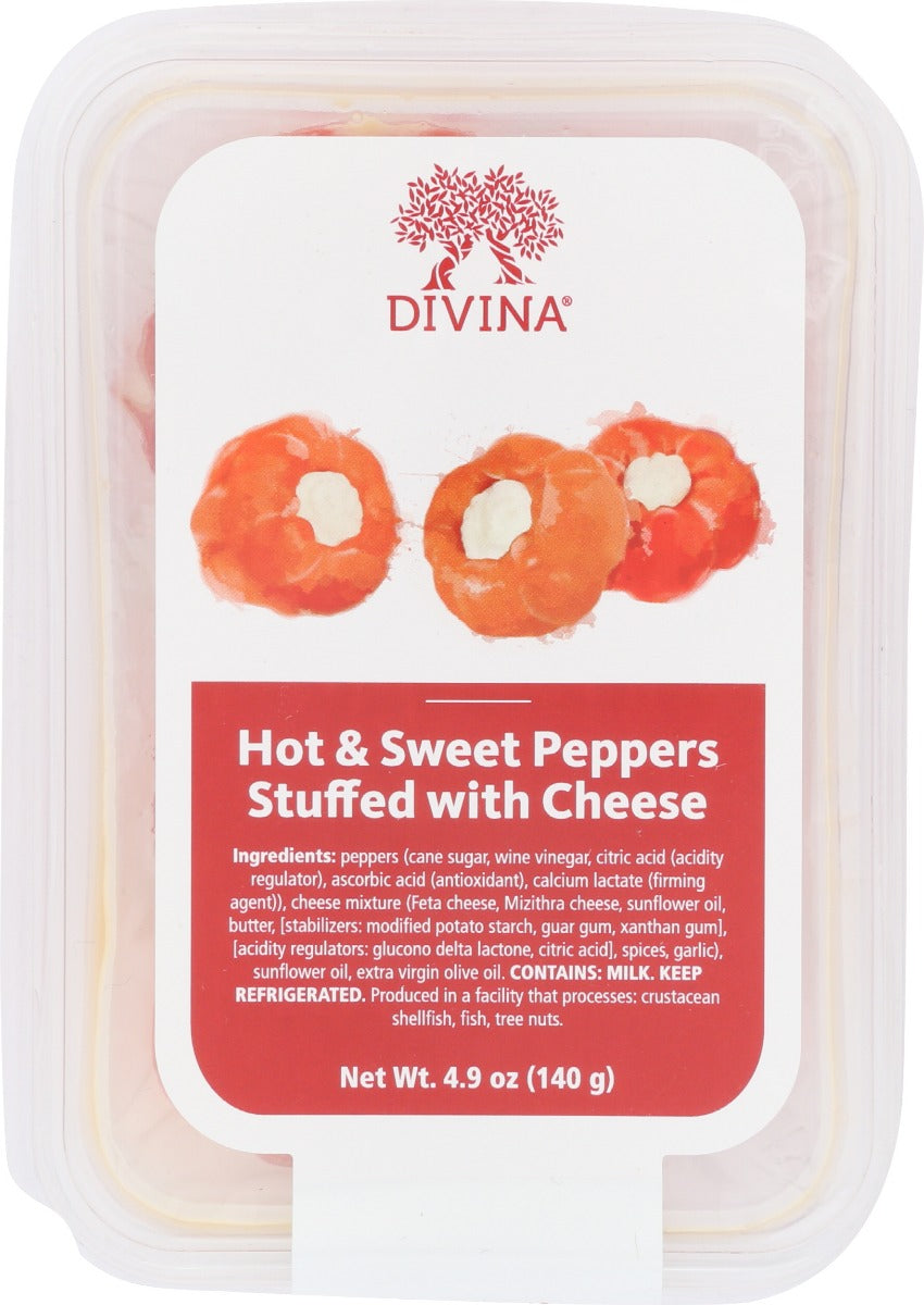 DIVINA: Hot and Sweet Peppers Stuffed with Cheese, 4.90 oz - Vending Business Solutions