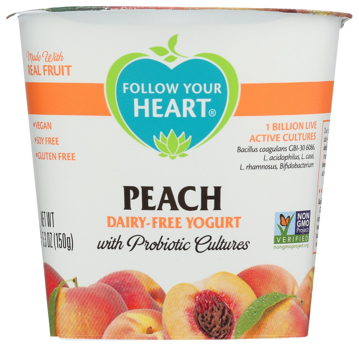 FOLLOW YOUR HEART: Peach Dairy-Free Yogurt, 5.3 oz - Vending Business Solutions