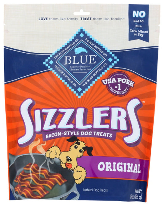 BLUE BUFFALO: Sizzlers Original Bacon-Style Dog Treats, 15 oz - Vending Business Solutions