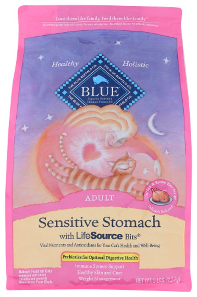 BLUE BUFFALO: Sensitive Stomach Adult Cat Food Chicken and Brown Rice Recipe, 5 lb - Vending Business Solutions