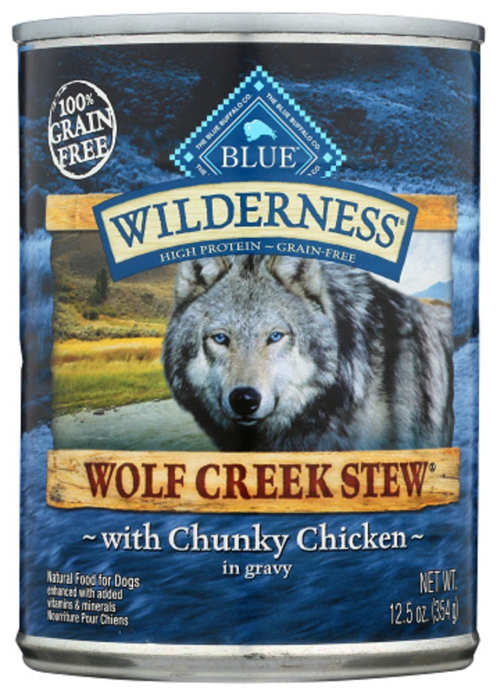 BLUE BUFFALO: Wilderness Wolf Creek Stew Adult Dog Food Chunky Chicken Stew, 12.50 oz - Vending Business Solutions