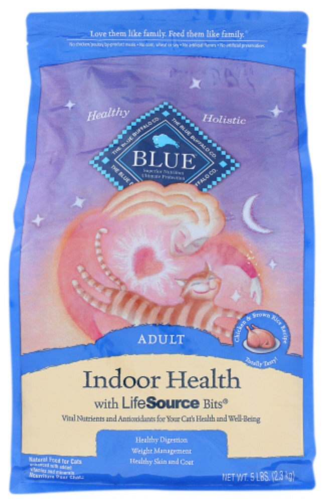 BLUE BUFFALO: Indoor Health Adult Cat Food Chicken and Brown Rice Recipe, 5 lb - Vending Business Solutions