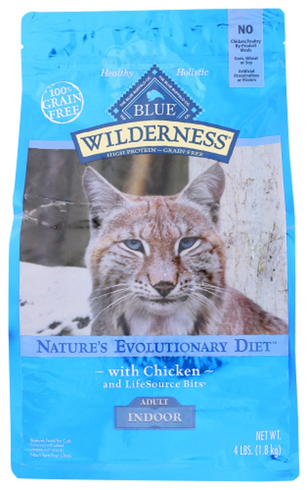 BLUE BUFFALO: Wilderness Adult Indoor Cat Food Chicken Recipe, 4 lb - Vending Business Solutions