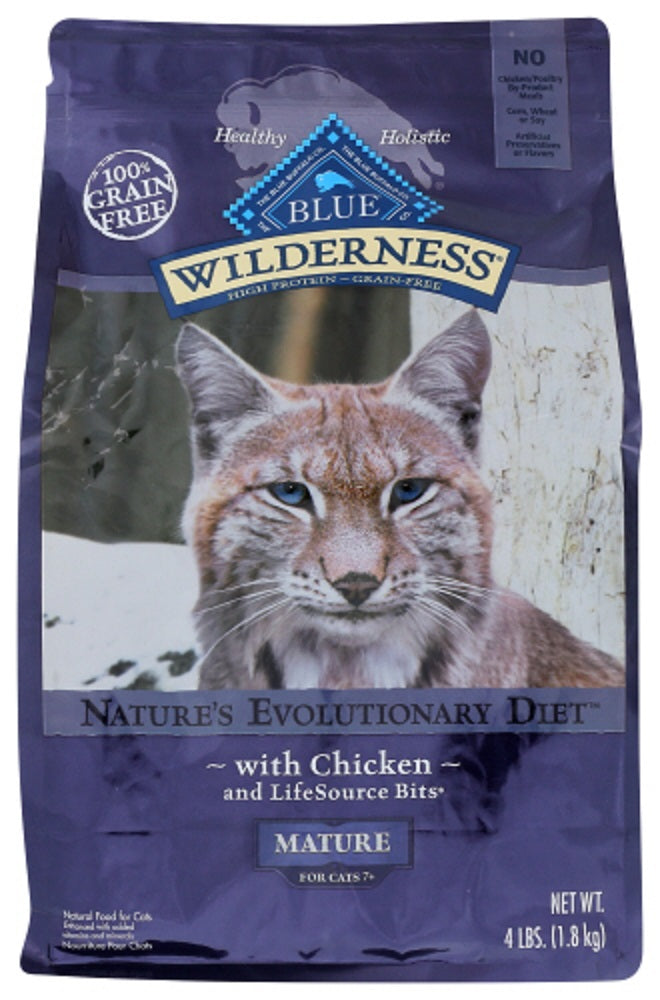 BLUE BUFFALO: Wilderness Mature Cat Food Chicken Recipe, 4 lb - Vending Business Solutions