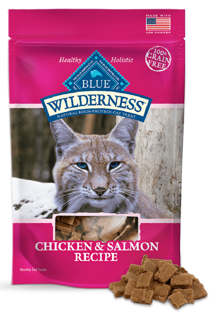 BLUE BUFFALO: Wilderness Chicken and Salmon Cat Treats, 2 oz - Vending Business Solutions