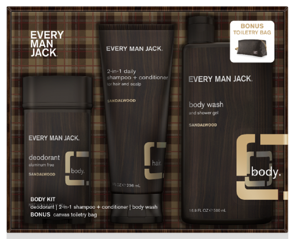 EVERY MAN JACK: Sandalwood Body Kit, 3 pc - Vending Business Solutions