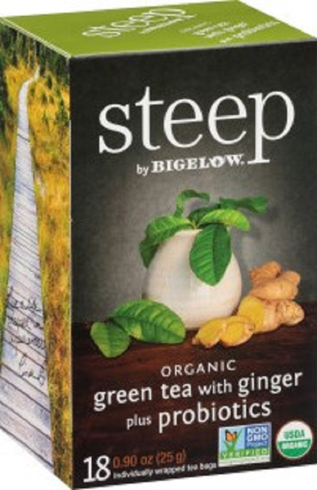 BIGELOW: Steep Organic Green Tea with Ginger Plus Probiotics, 0.90 oz - Vending Business Solutions
