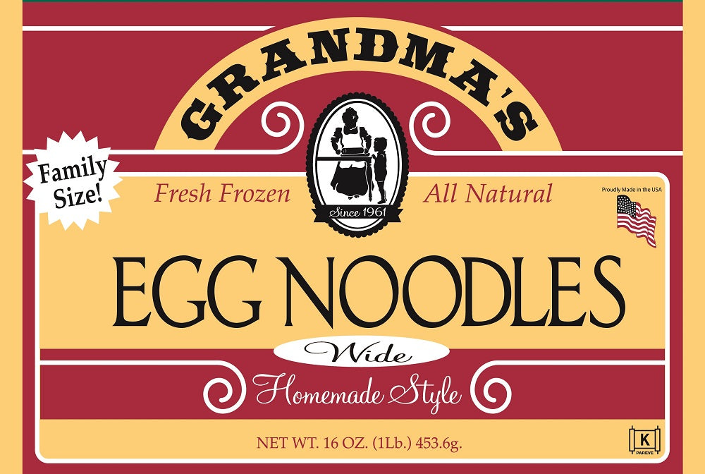 GRANDMA'S FROZEN NOODLES: Egg Noodles Wide, 16 oz - Vending Business Solutions