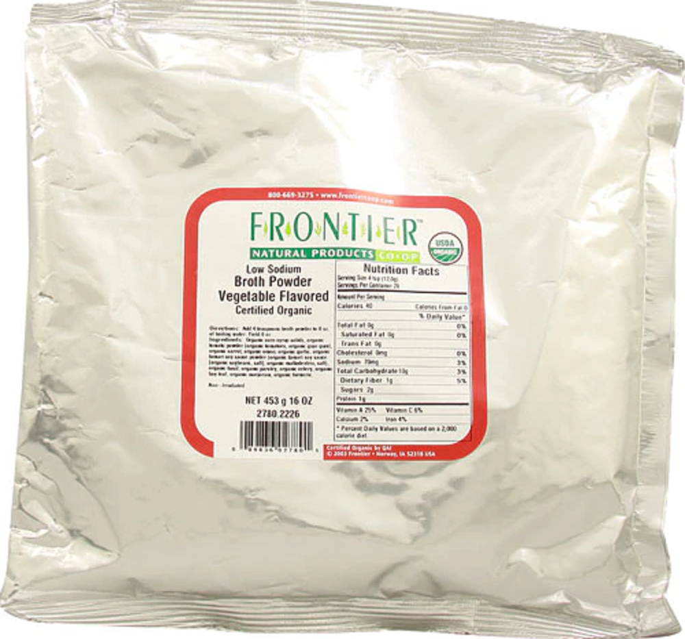 FRONTIER CO-OP: Low Sodium Vegetable Flavored Broth Powder, 16 oz - Vending Business Solutions