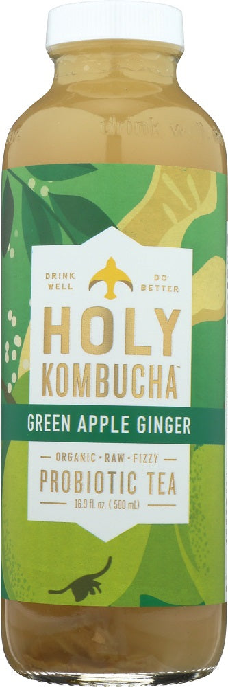 HOLY KOMBUCHA: Green Apple Ginger Probiotic Tea, 16.9 oz - Vending Business Solutions