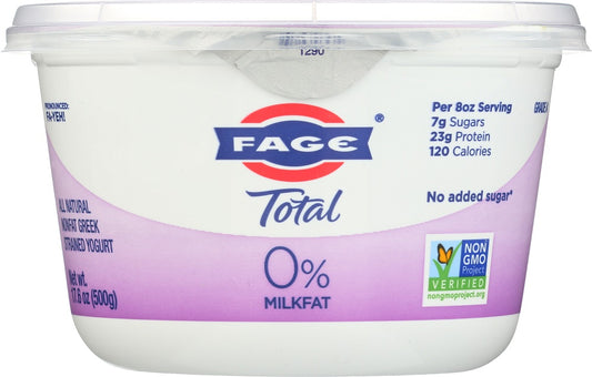 FAGE TOTAL GREEK: 0% Nonfat Plain Greek Strained Yogurt, 17.6 oz - Vending Business Solutions