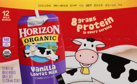 HORIZON: Organic Vanilla Lowfat Milk Pack of 12, 96 oz - Vending Business Solutions