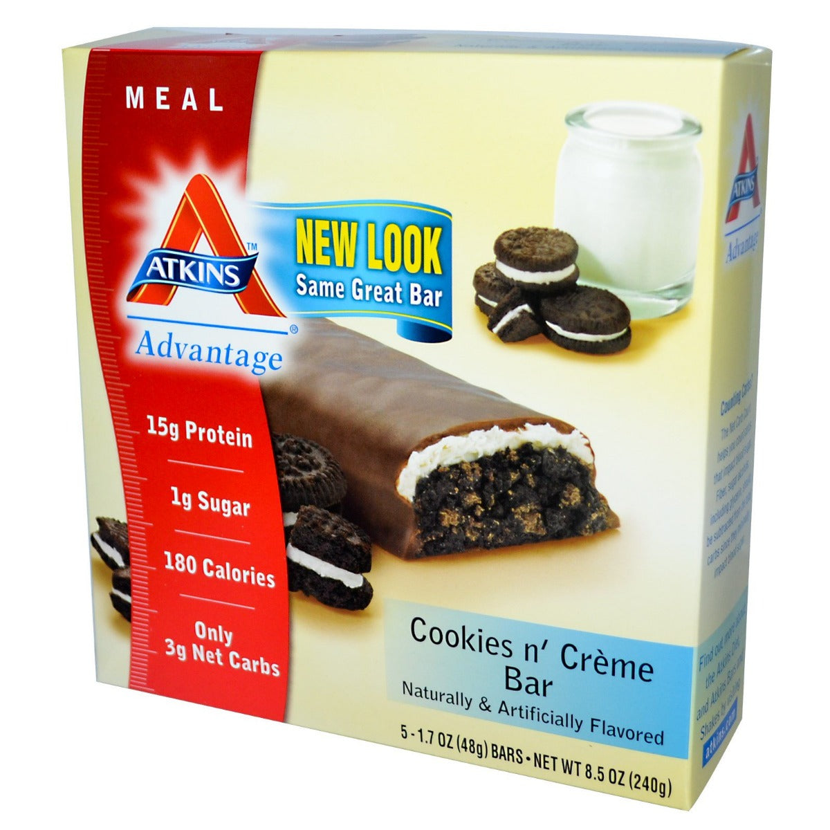 ATKINS: Meal Bar Cookies n' Creme  (5x1.7oz bars), 8.5 oz - Vending Business Solutions