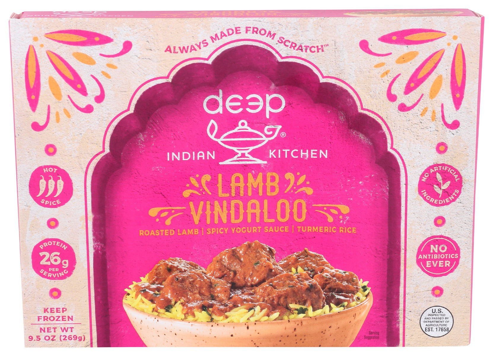 DEEP INDIAN KITCHEN: Lamb Vindaloo with Turmeric Rice, 9.50 oz - Vending Business Solutions