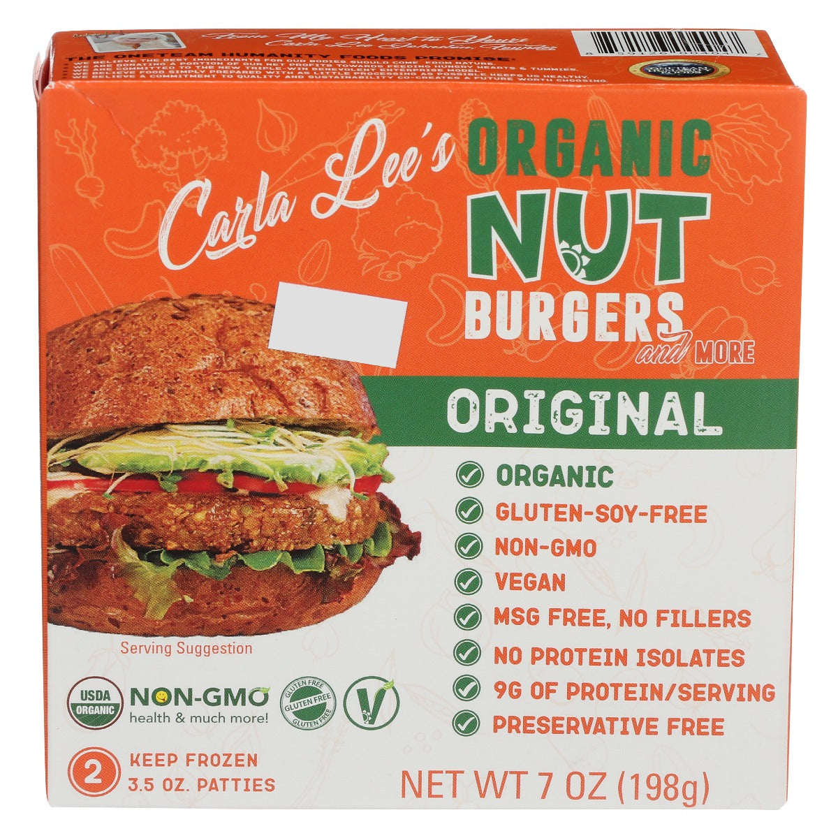 CARLA LEES: Organic Original Nut Burgers, 7 oz - Vending Business Solutions