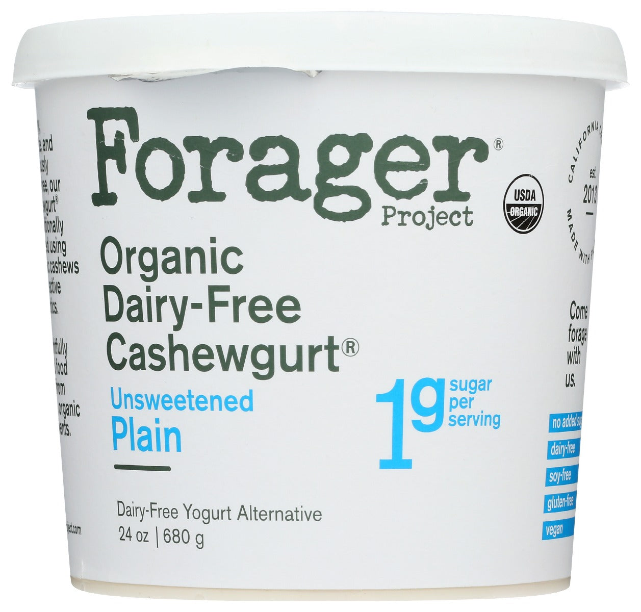 FORAGER: Unsweetened Plain Organic Cashewgurt, 24 oz - Vending Business Solutions