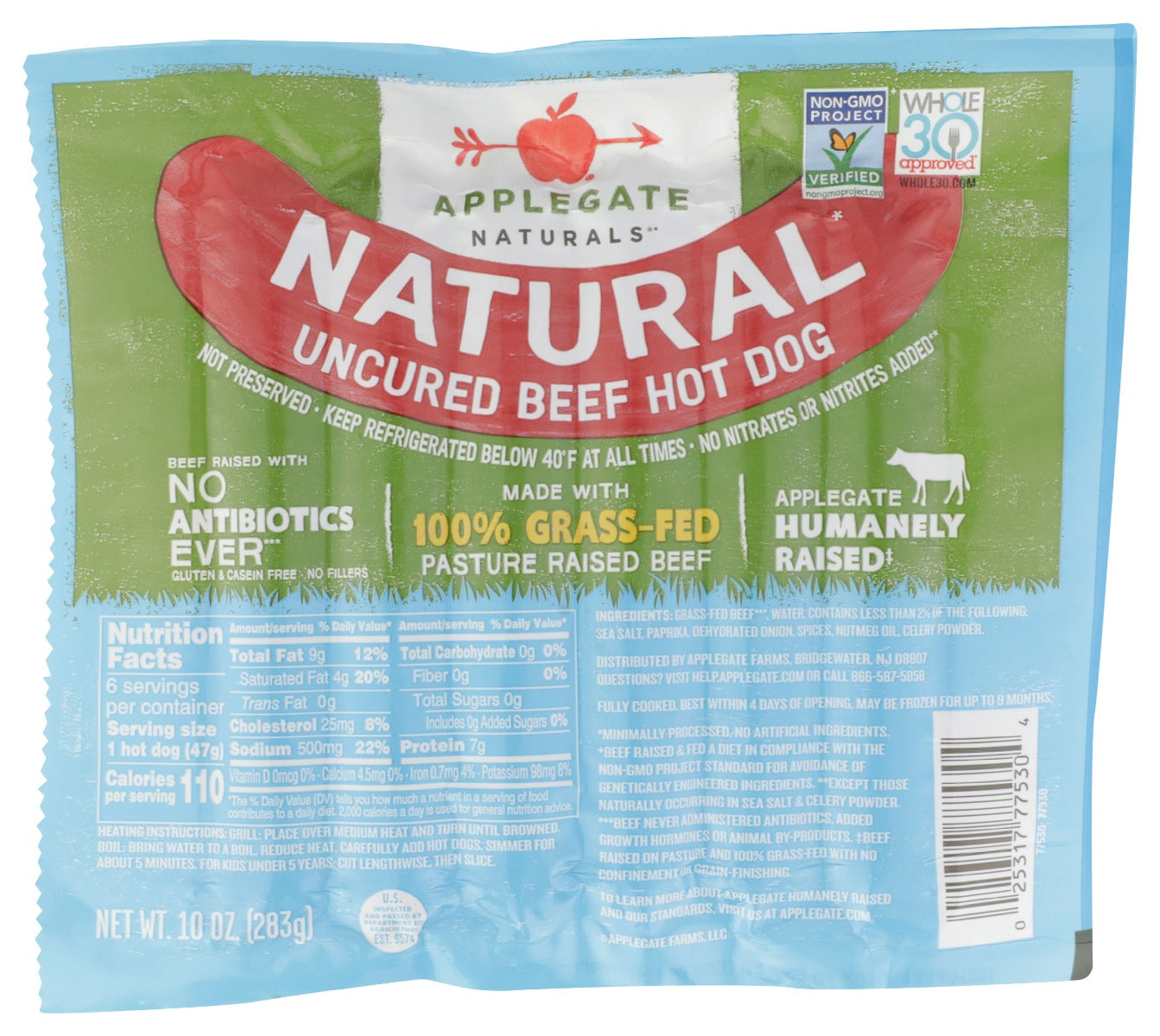 APPLEGATE: Natural Uncured Beef Hot Dog, 10 oz - Vending Business Solutions