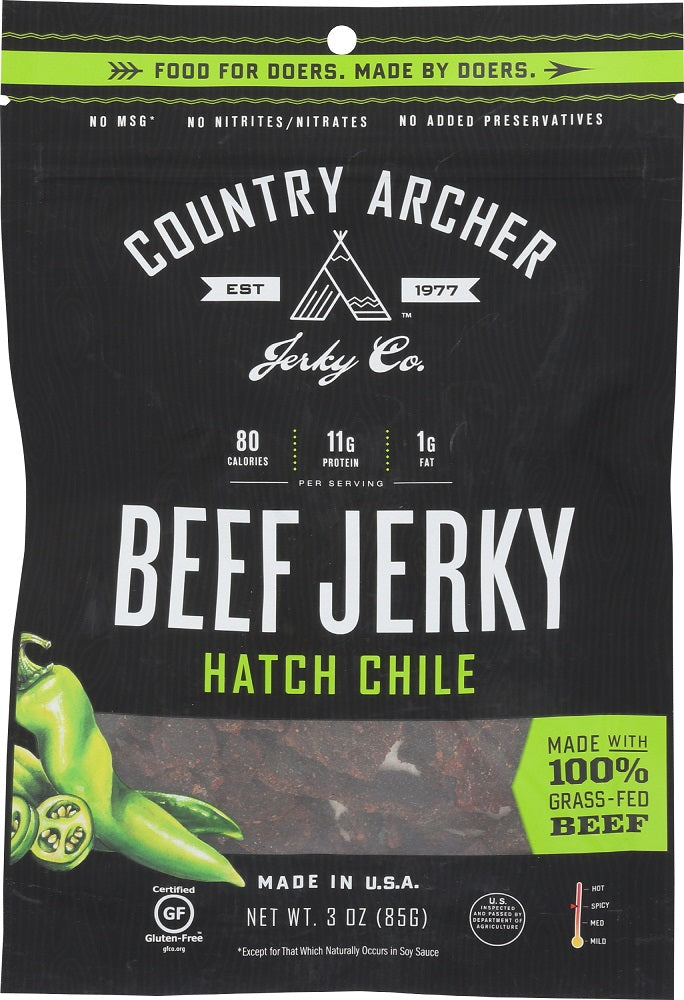COUNTRY ARCHER: Beef Jerky Hatch Chile, 3 oz - Vending Business Solutions