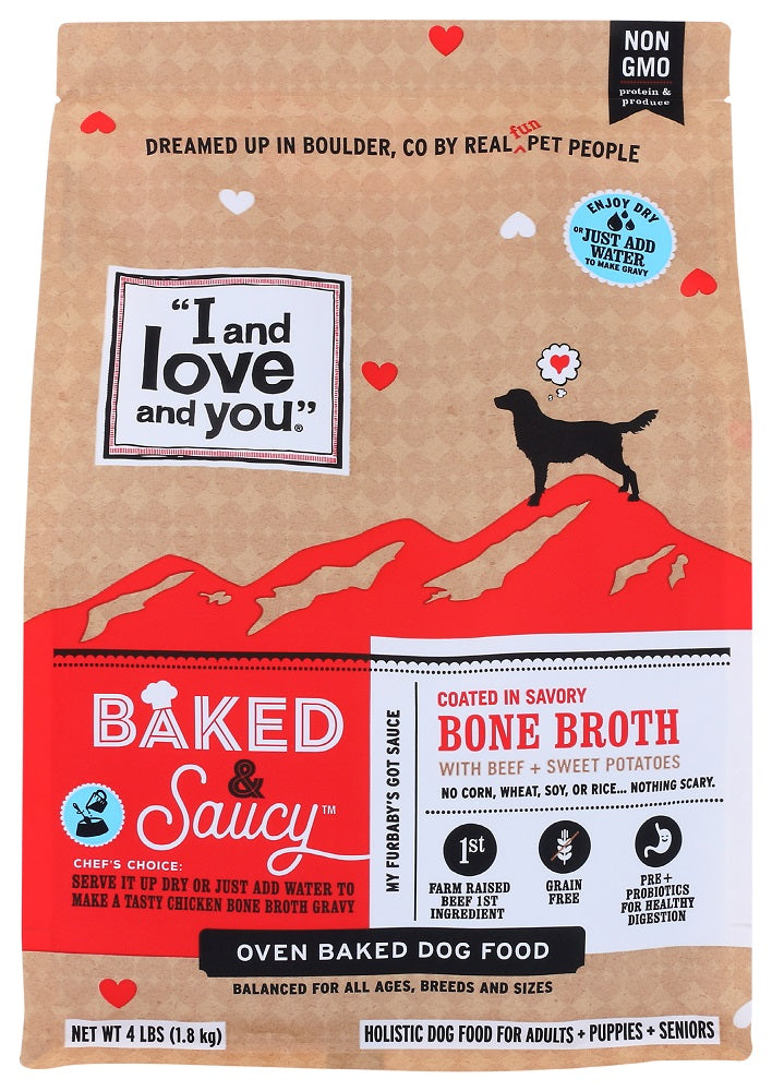 I AND LOVE AND YOU: Beef and Sweet Potatoes Bone Broth Dog Food, 4 lb - Vending Business Solutions