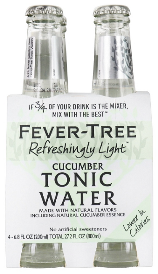 FEVER TREE: Refreshingly Light Cucumber Tonic Water 4 Pack, 27.20 fo - Vending Business Solutions