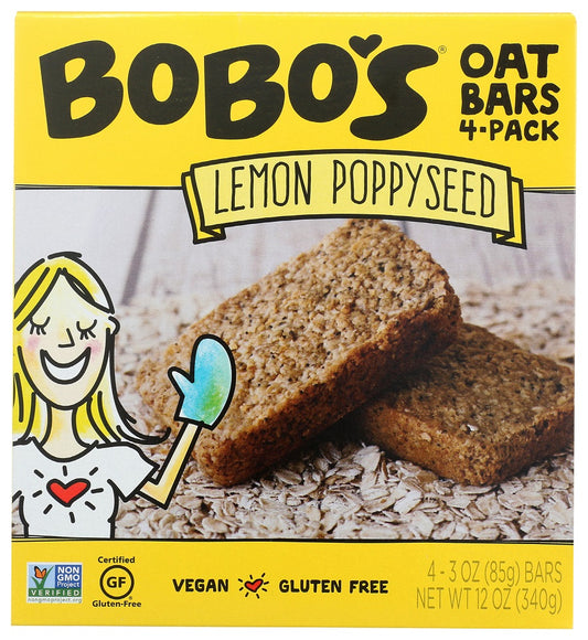 BOBO'S: Lemon Poppyseed 4 Pack Oat Bars, 12 oz - Vending Business Solutions