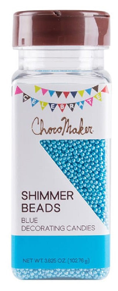 CHOCOMAKER: Shimmer Beads Blue Decorating Candies, 3.63 oz - Vending Business Solutions