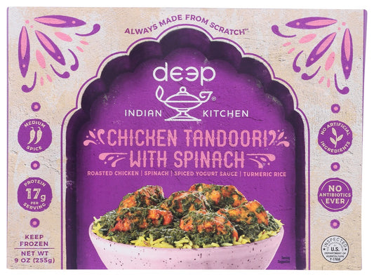 DEEP INDIAN KITCHEN: Chicken Tandoori with Spinach Entree, 9 oz - Vending Business Solutions