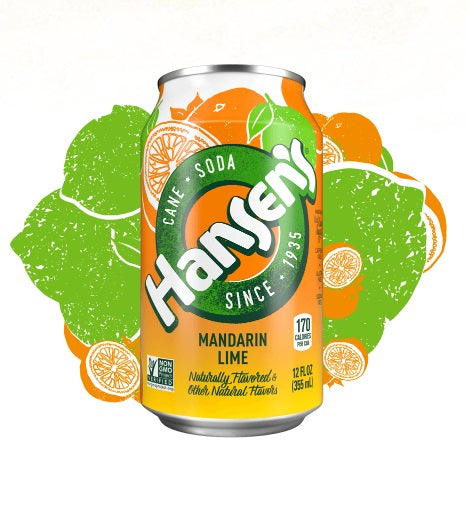 HANSEN: Cane Soda Mandarin Lime 6-12oz, 72 oz - Vending Business Solutions
