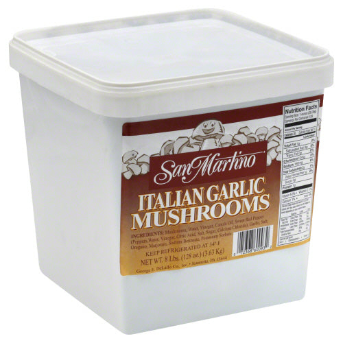 DELALLO: San Martino Italian Style Garlic Mushrooms, 8 lb - Vending Business Solutions