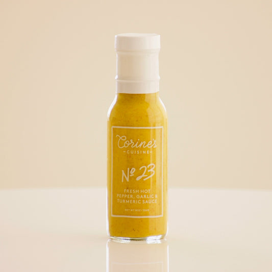 CORINES CUISINE: Sauce Hot Garlic Turmeric N023, 8 oz - Vending Business Solutions