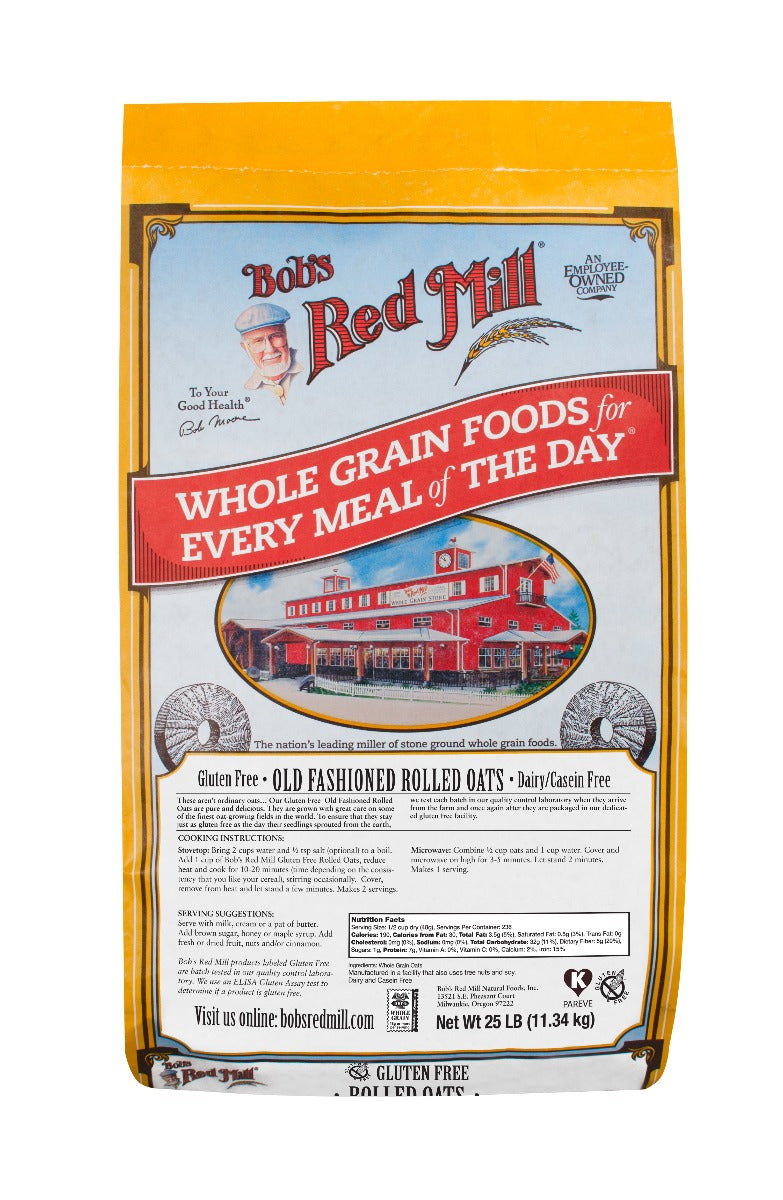 BOBS RED MILL: Rolled Oats Gluten Free, 25 lb - Vending Business Solutions