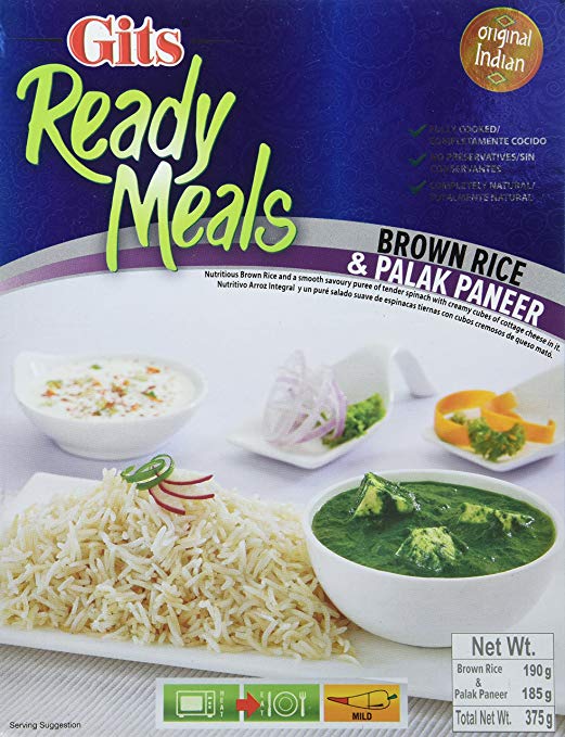 GITS FOOD: Brown Rice & Palak Paneer, 13.2 oz - Vending Business Solutions