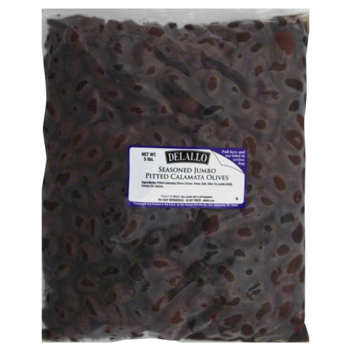 DELALLO: Jumbo Seasoned Pitted Calamata Olives, 5 lb - Vending Business Solutions