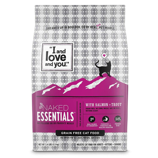 I&LOVE&YOU: Naked Essentials Kibble Salmon & Trout Cat Food, 3.4 lb - Vending Business Solutions