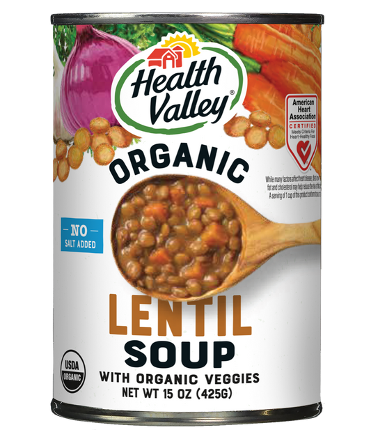HEALTH VALLEY: No Salt Organic Lentil soup, 15 oz - Vending Business Solutions