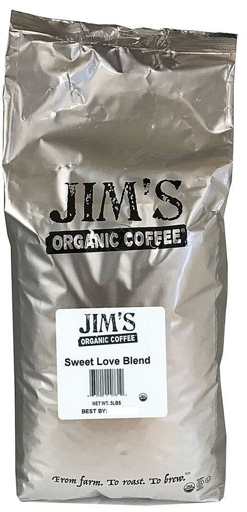 JIMS ORGANIC COFFEE: Organic Sweet Love Blend Coffee, 5 lb - Vending Business Solutions