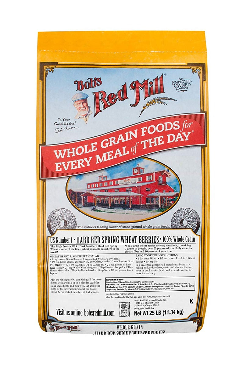 BOB'S RED MILL: Hard Red Spring Wheat Berries, 25 lb - Vending Business Solutions