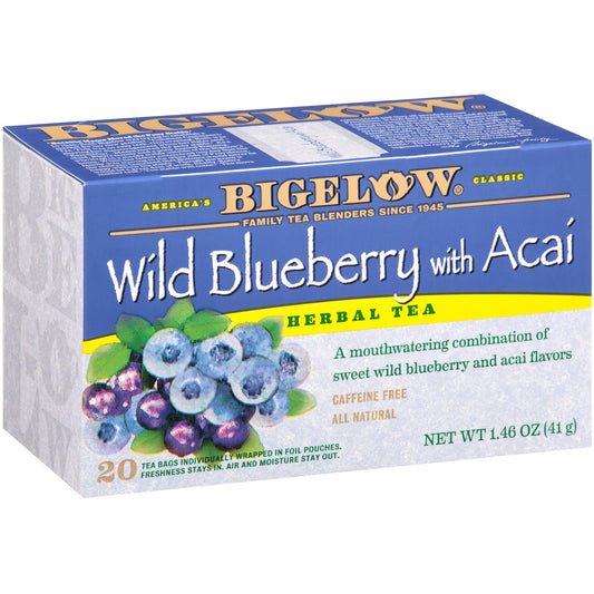 BIGELOW: Wild Blueberry with Acai Herbal Tea 20 Bags, 1.46 oz - Vending Business Solutions